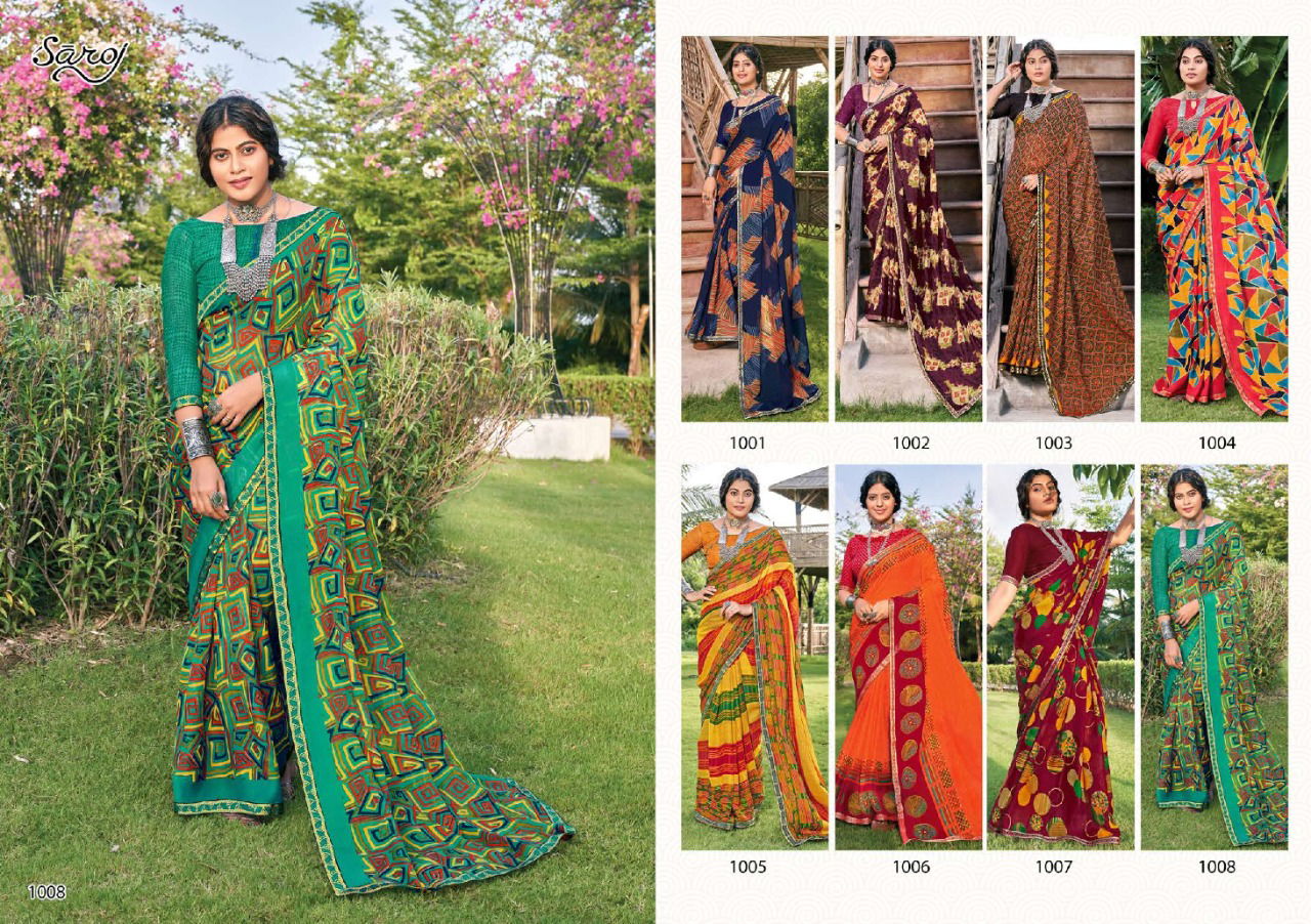 Saroj Aayushi Georgette Printed Regular Wear Latest Saree Collection